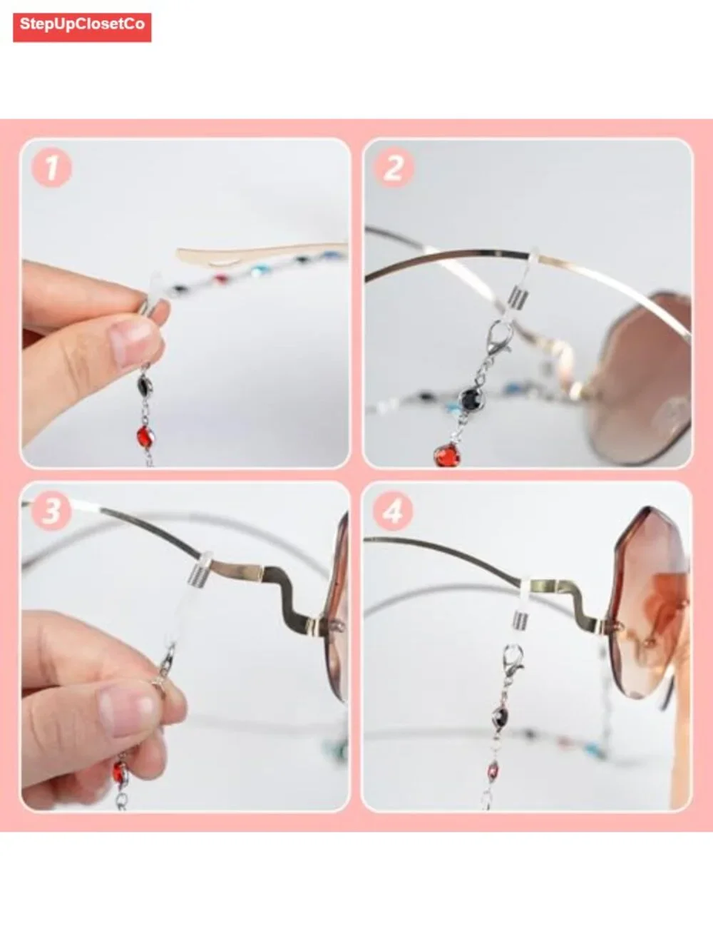 8 Pack Beaded Eyeglass Chains for Women Sunglasses Strap Lanyard Acrylic